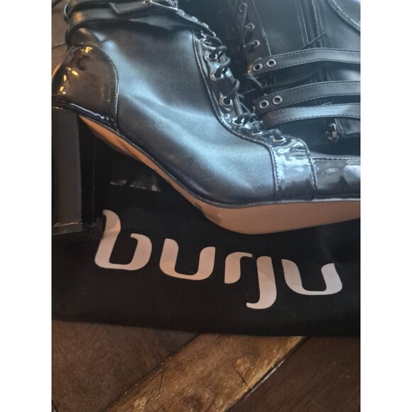 Burju Black Patent Leather Dance Ankle Boots US 11/EUR 44 - Picture 7 of 7